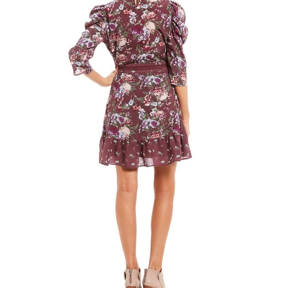 Coco Jaimeson Dress Flare A-Line Small Lace 3/4 Sleeve Mauve French Styl… - Picture 2 of 9